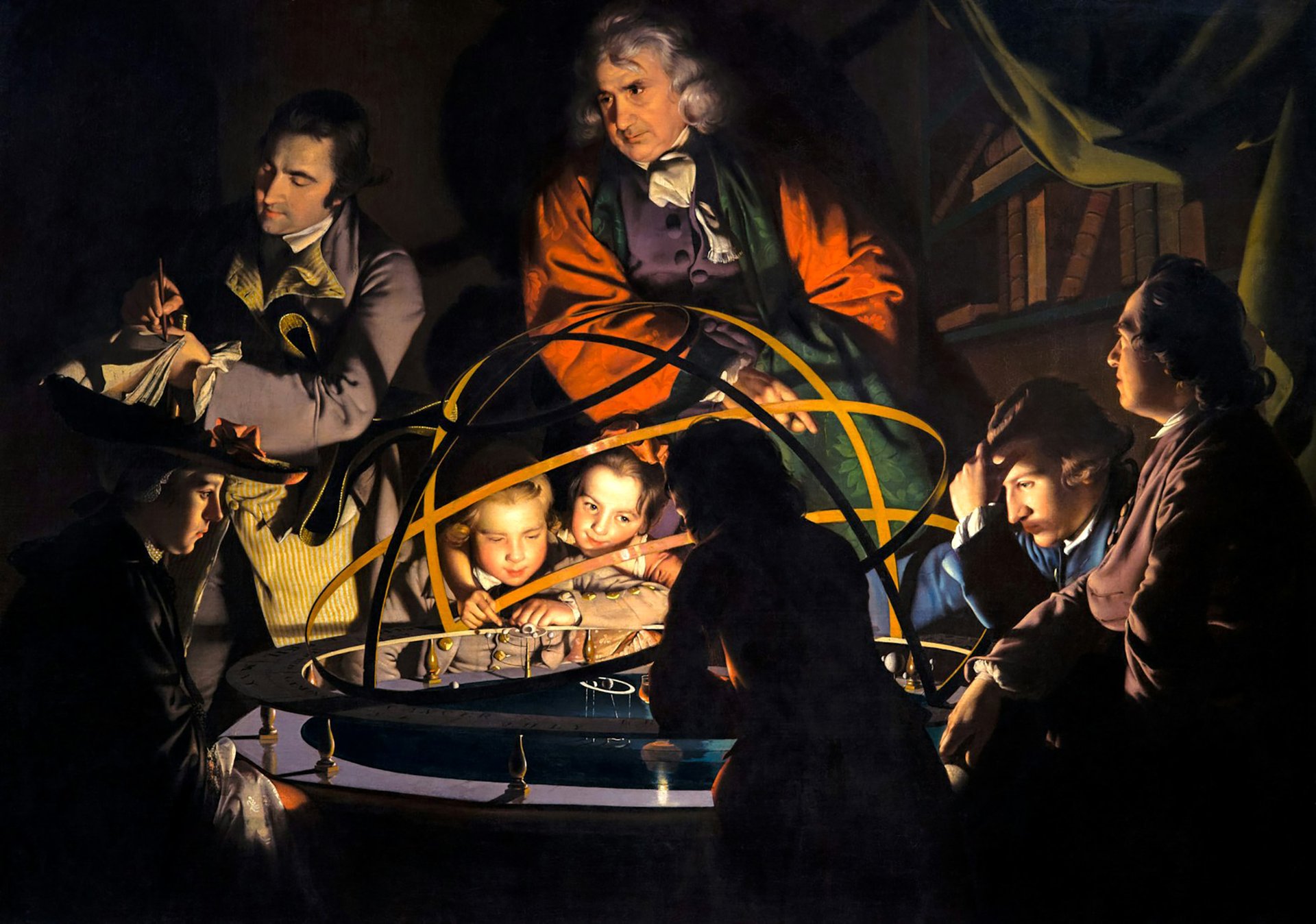 Osvícenství se odklonilo od náboženství a vyzdvihovalo rozum. (Joseph Wright of Derby: Filozof přednáší u modelu sluneční soustavy)