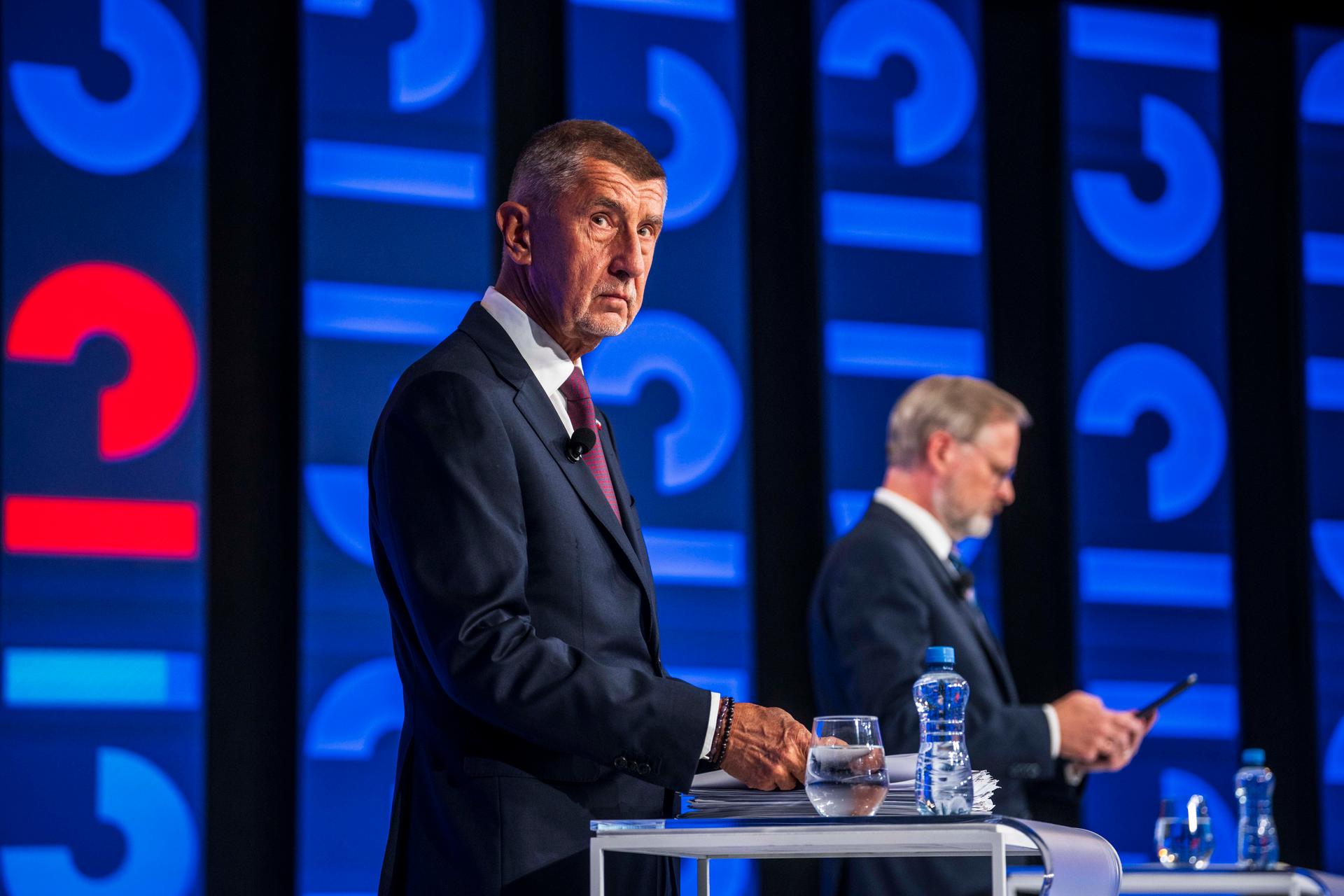TV debata Andrej Babiš a Petr Fiala, CNN Prima news