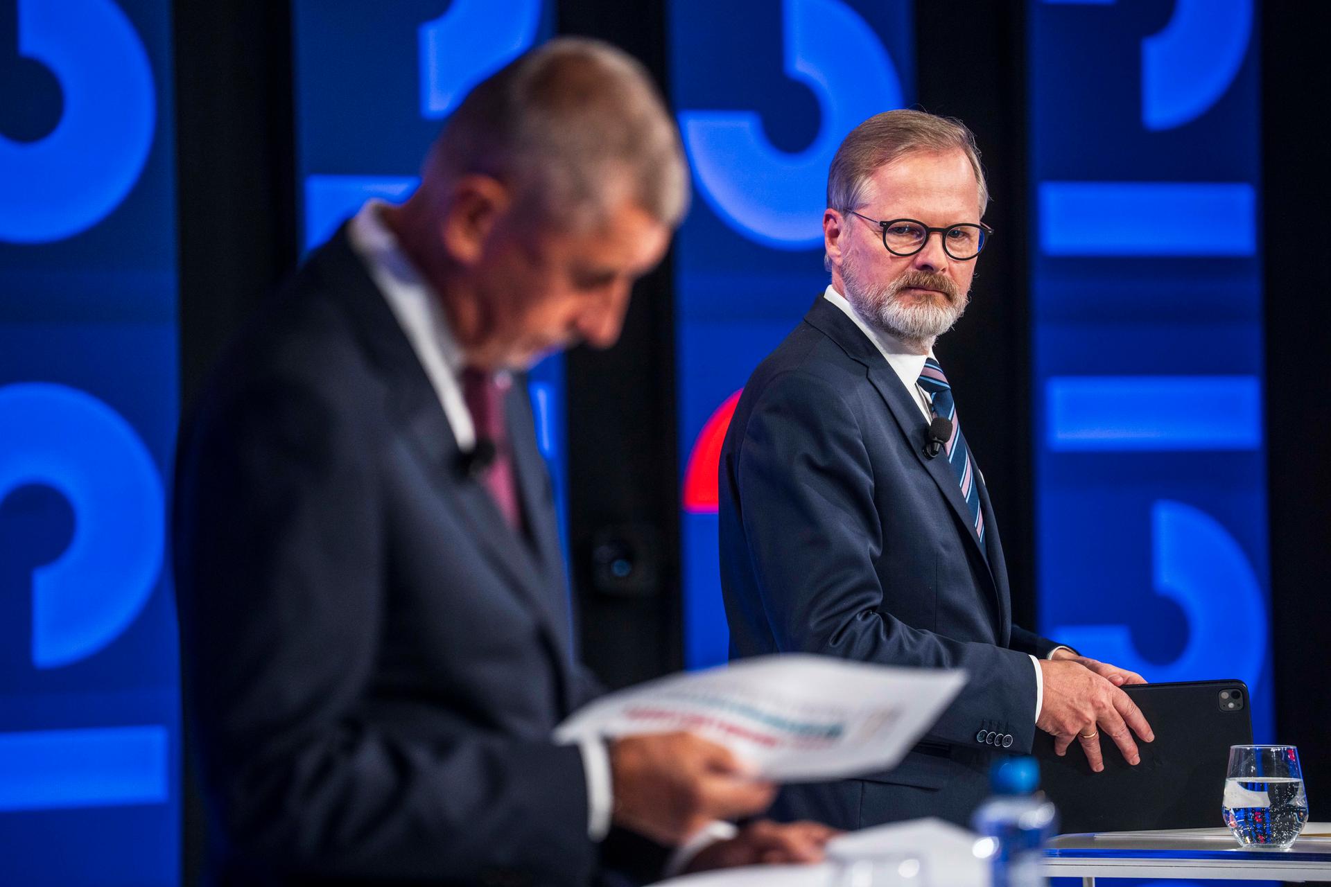 TV debata Andrej Babiš a Petr Fiala, CNN Prima news