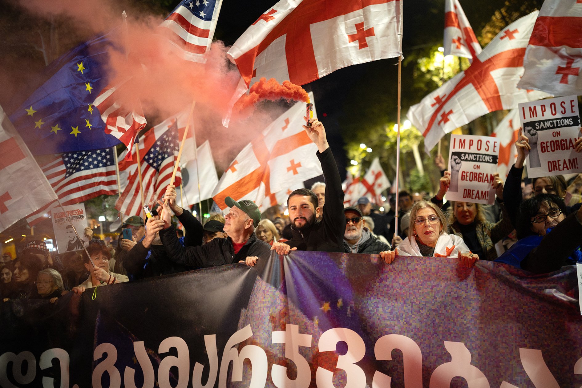 Gruzie se od začátku invaze na Ukrajinu stává čím dál více autoritářskou. (Tbilisi)