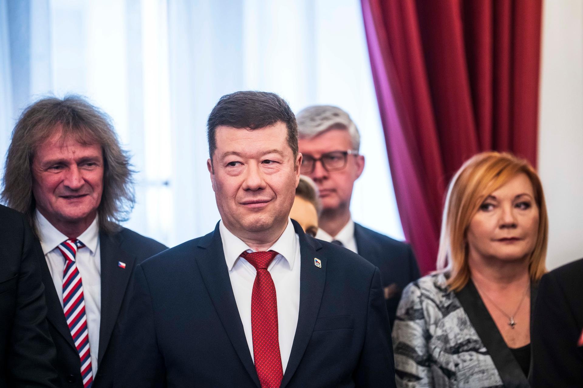 Tomio Okamura při pondělním podpisu koaliční smlouvy