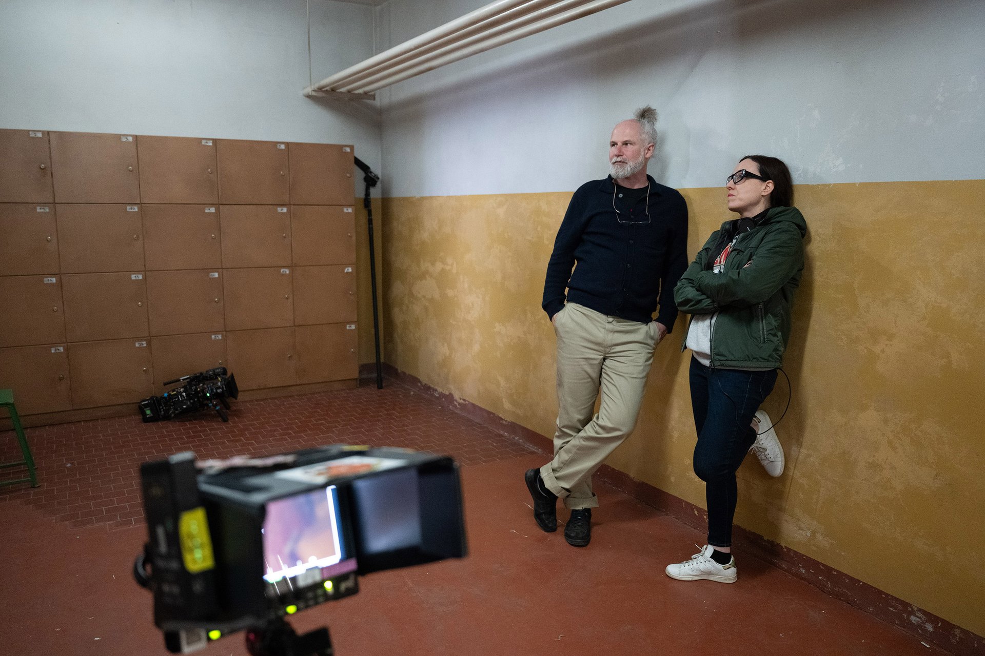 Jindřiška Bláhová s Janem Prušinovským během natáčení seriálu Oddíl B