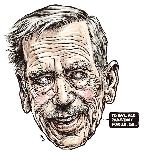 Václav Havel – ilustrace Pavla Reisenauera, Respekt 1/2012