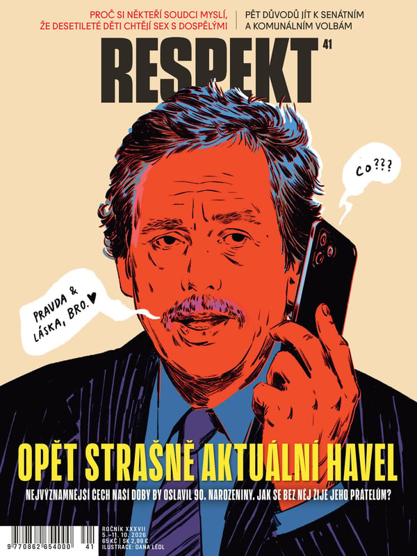 Obálka Respektu 41/2026: Opět strašně aktuální Havel