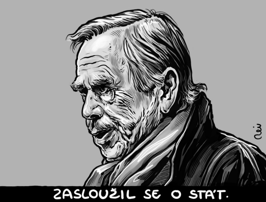 Václav Havel – ilustrace Pavla Reisenauera, Respekt 1/2012